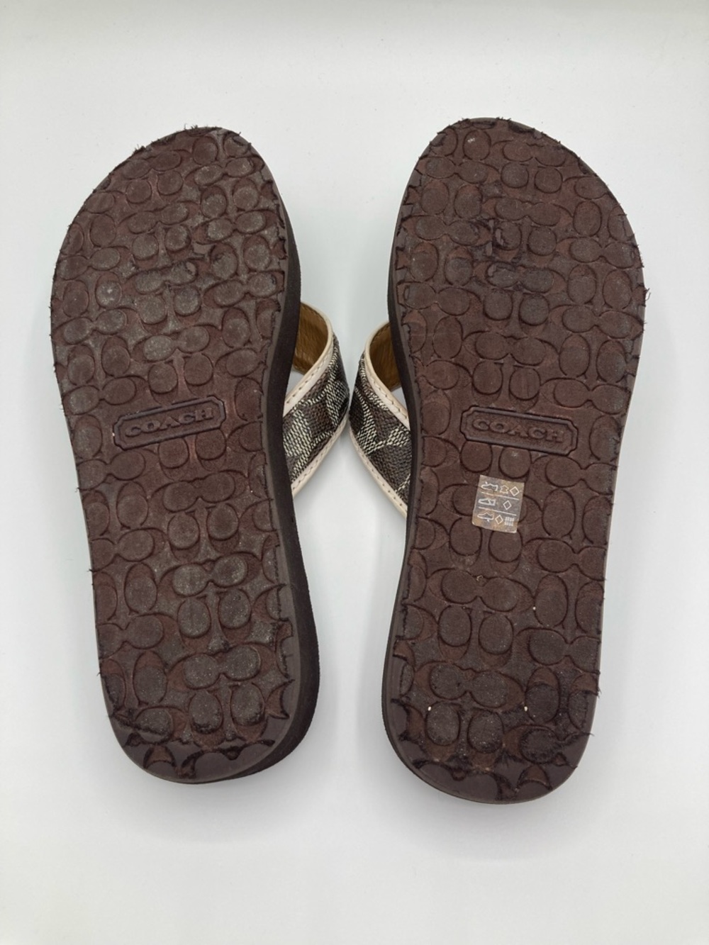 Coach Judy Signature Logo Women's Flip Flops, Brown Leather, Size 8B - Picture 7 of 8
